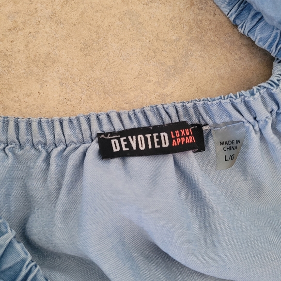 Denim style off the shoulder dress - Picture 3 of 3